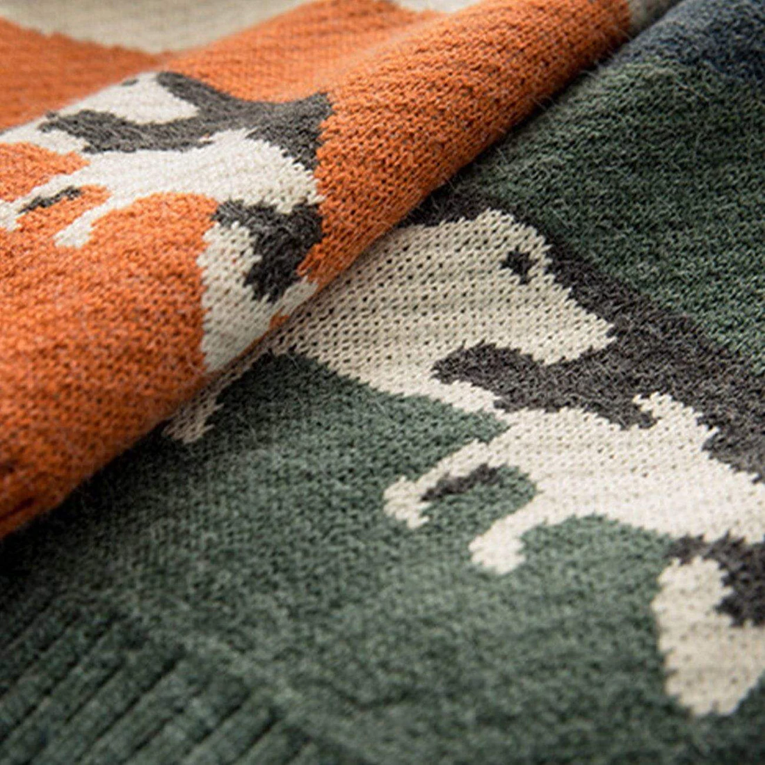 Вязаный свитер ATSUNSET с коровьим узором уличная одежда в стиле хип-хоп вязаный