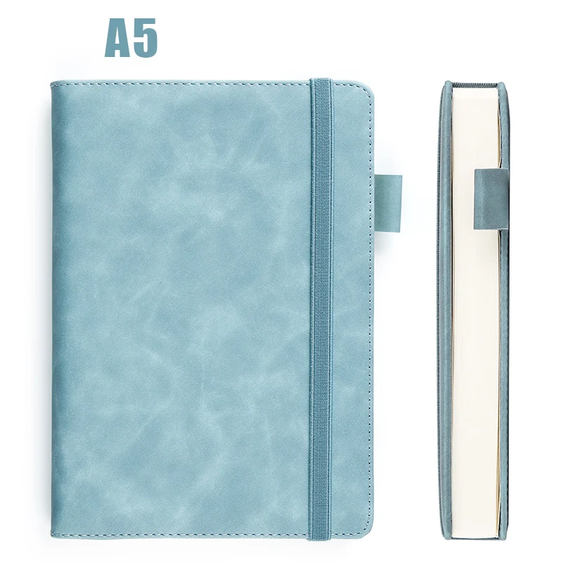 Light blue 360 страниц, супер толстый воск, кожа, А5, блокнот, бизнес, офис, повседневная работа, блокнот, S, бесплатное изображение, логотип компании - Цвет: Light blue