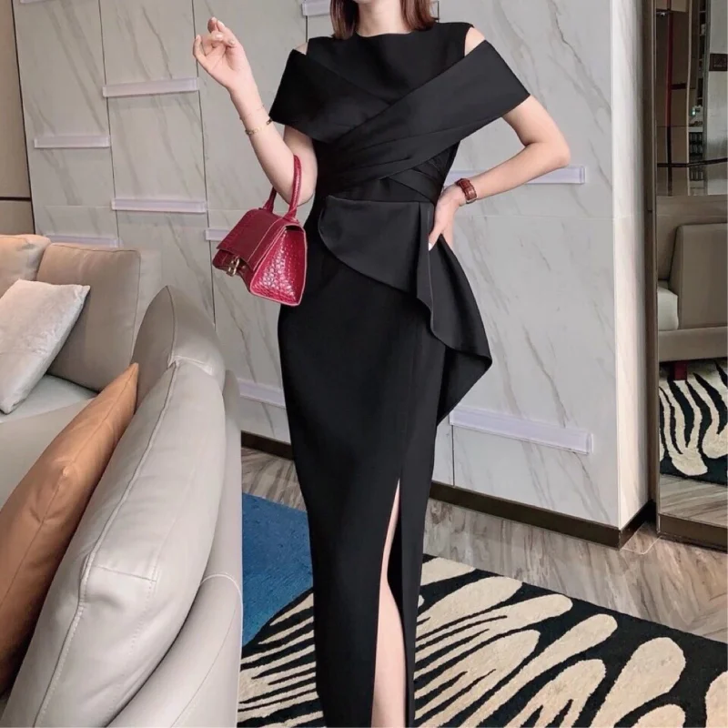 

2021 Women Spring Summer Elegant Dress Ladies OL Off Shoulder Short Sleeve Package Hip Dresses Female Casual Solid Vestido K171