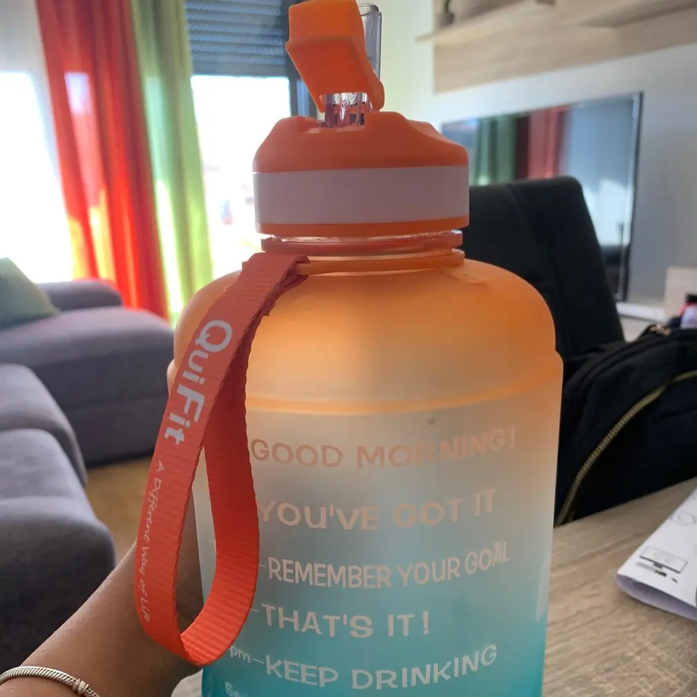 

3780ML Lightweight Water Bottle With Straw Clear Plastic Drinking Bottles Gym Tool Jug BPA Free Sports Water Cup