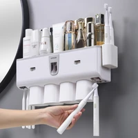 oloey magnetic adsorption inverted toothbrush holder automatic toothpaste dispenser with cup toothpaste bathroom accessories set