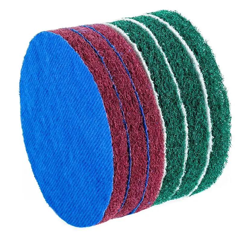 

6pcs 5 In Scrub Pads Abrasive Replacement Cleaning Scrubber For Electric Drill