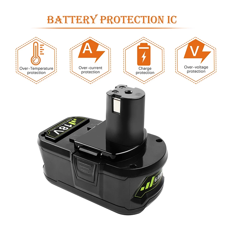 6 0 Ач 18 в сменная батарея для Ryobi В литиевая P108 P102 P103 P104 P105 P109 + беспроводной