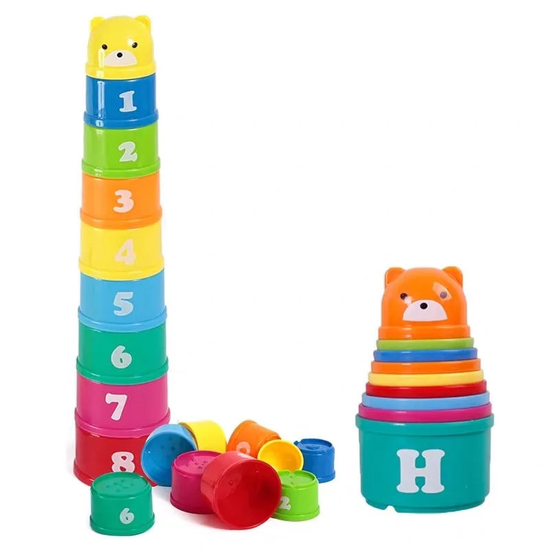 

8PCS Educational Baby Toys 6Month Figures Letters Foldind Stack Cup Tower Children Early Intelligence Alphabet Toy for Children