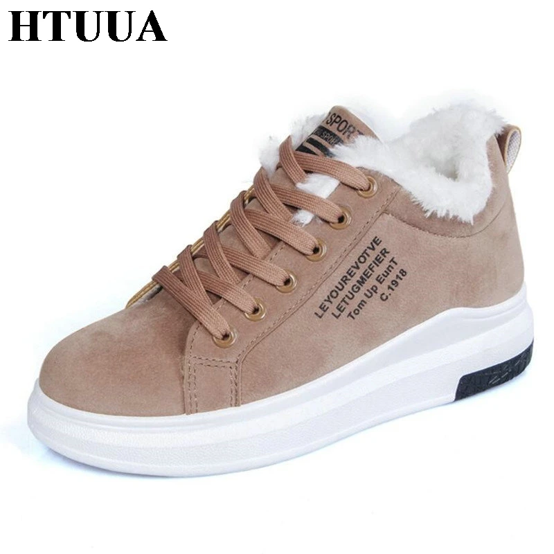 HTUUA/осенне зимние женские ботинки повседневная обувь из хлопка на толстой