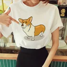 Футболка для женщин забавные Kawaii корги с принтом Собака и женские футболки в стиле 90-х с коротким рукавом Повседневная мода харадзюку, футболки футболка для женщин размера плюс