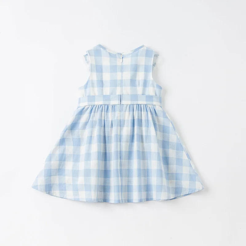 DB17787 dave bella summer baby girl's cute bow floral plaid dress children fashion party dress kids infant lolita clothes enlarge