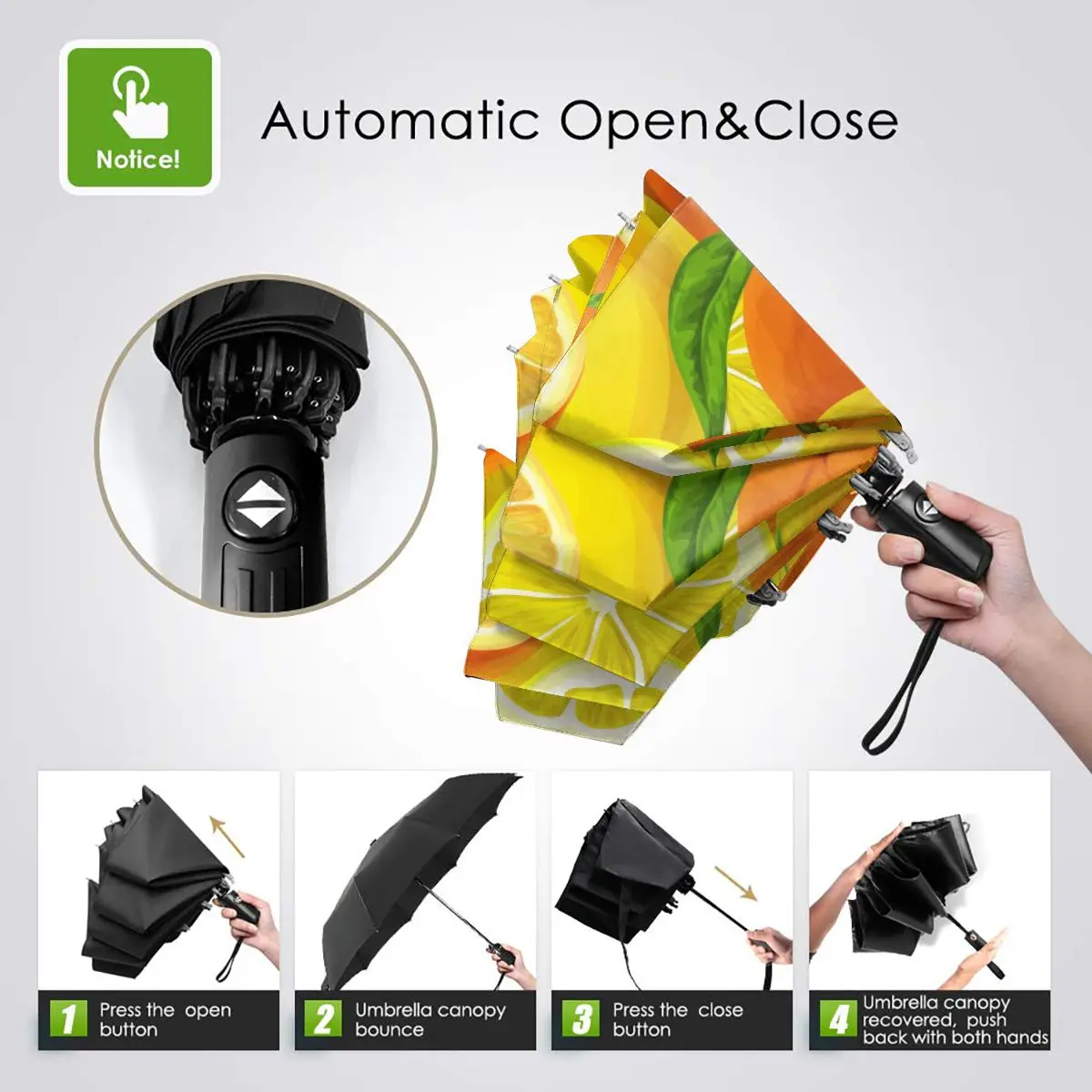 Online Ombrello Automatico Pieghevole Resistente Al Vento Donna Auto Acquerello Limoni Arancia Ombrelli Antivento Pioggia Per Uomo Ombrellone