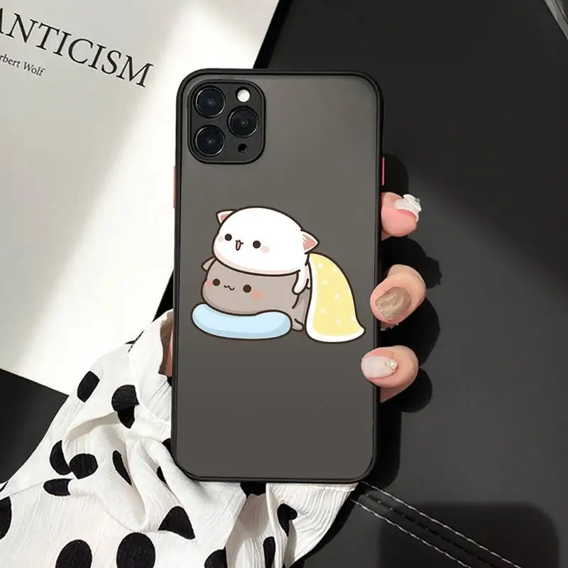 

Lovely cute gray cat Phone Case matte transparent For iphone 7 8 11 12 plus mini x xs xr pro max cover
