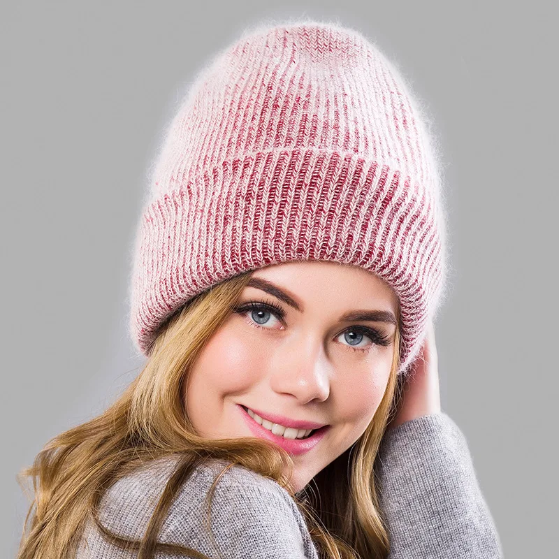 

Winter Hats for Women Rabbit fur Beanie Hat Female Knitted Skullies Beanies Solid Wool Soft Autumn Winter Cashmere Caps Bonnet