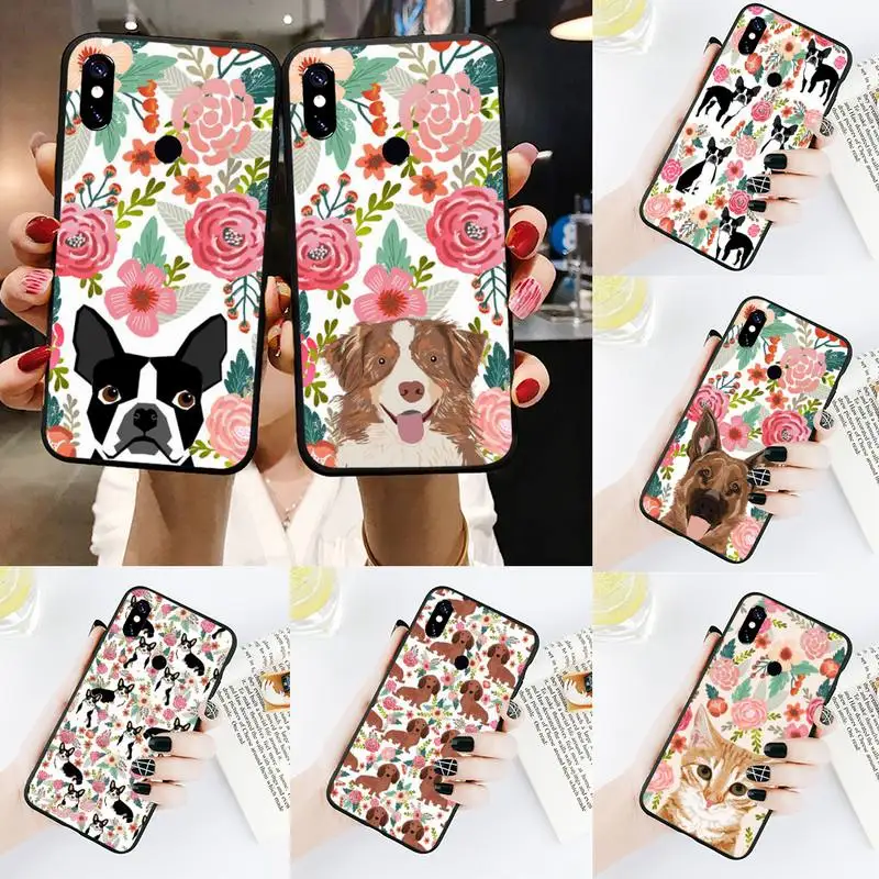 

Animal flower dog cat cute Phone Case For Xiaomi Redmi 4x 5 plus 6A 7 7A 8 mi8 8lite 9 note 4 5 7 8 pro cover funda shell