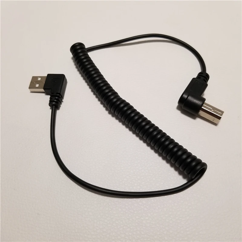 Переходник AM BM USB Type A Male B с прямым углом поворота 90 градусов спиральный