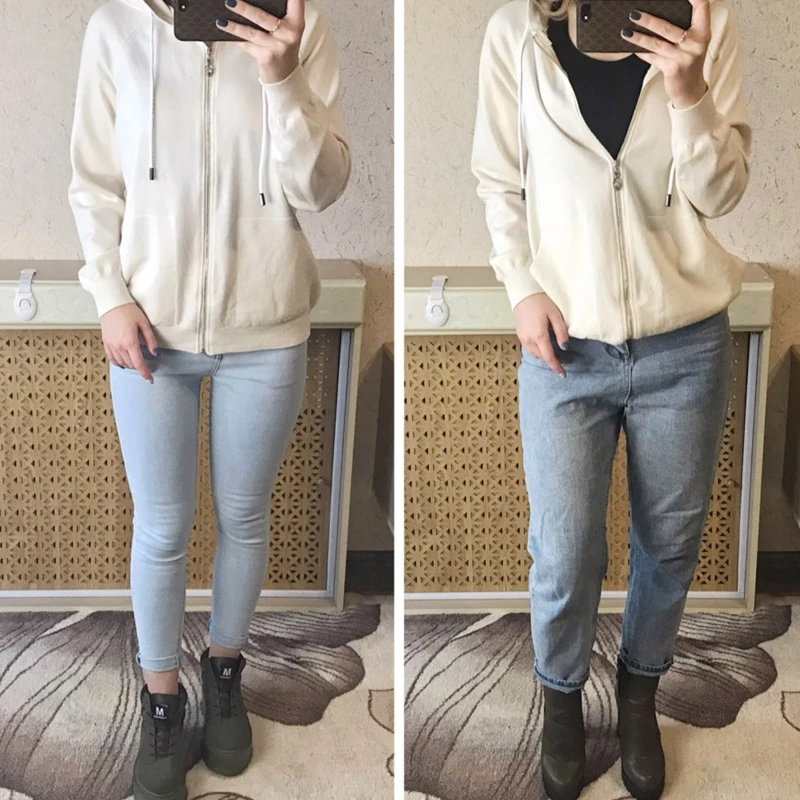 Женский свитер с капюшоном GIGOGOU трикотажный кардиган на молнии длинными рукавами