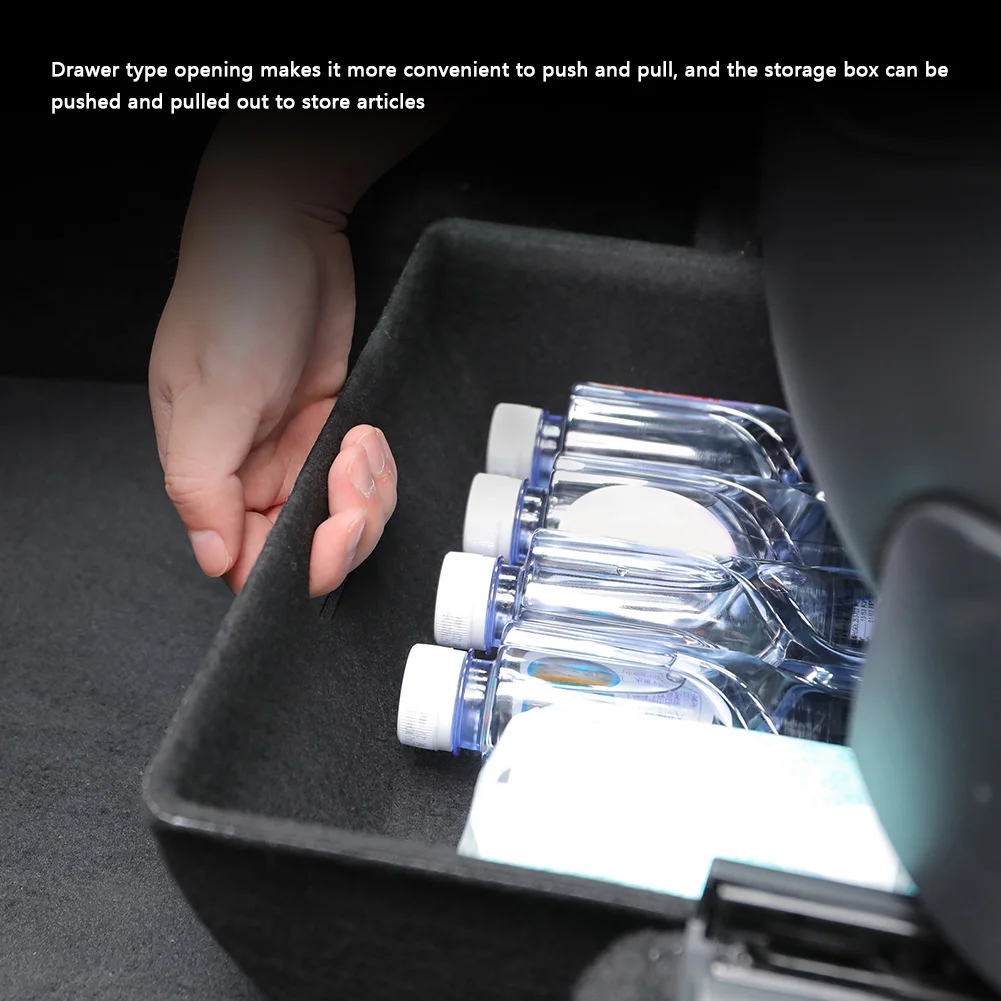 For Tesla Model Y 2021 Under Seat Storage Box High Capacity Organizer Case Felt Cloth Drawer Holder Auto Interior Accessories | Автомобили