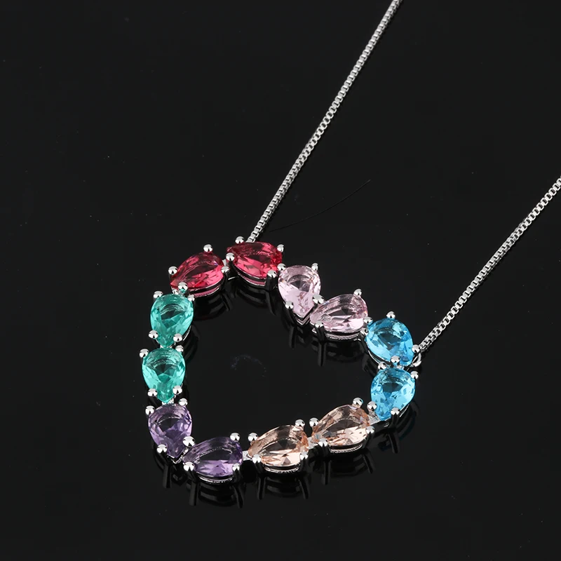 Ожерелье женское медное с кулоном в форме сердца 3 цвета фианитом ААА 2021 |