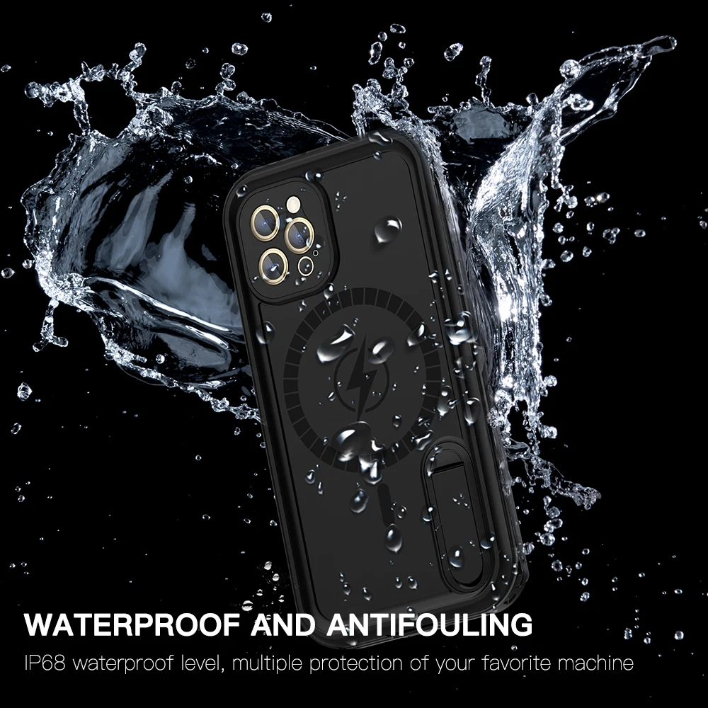 waterproof with kickstand for iphone 12 pro max mini case armor dustproof diving funda coque luxury phone cover holder carcasa free global shipping