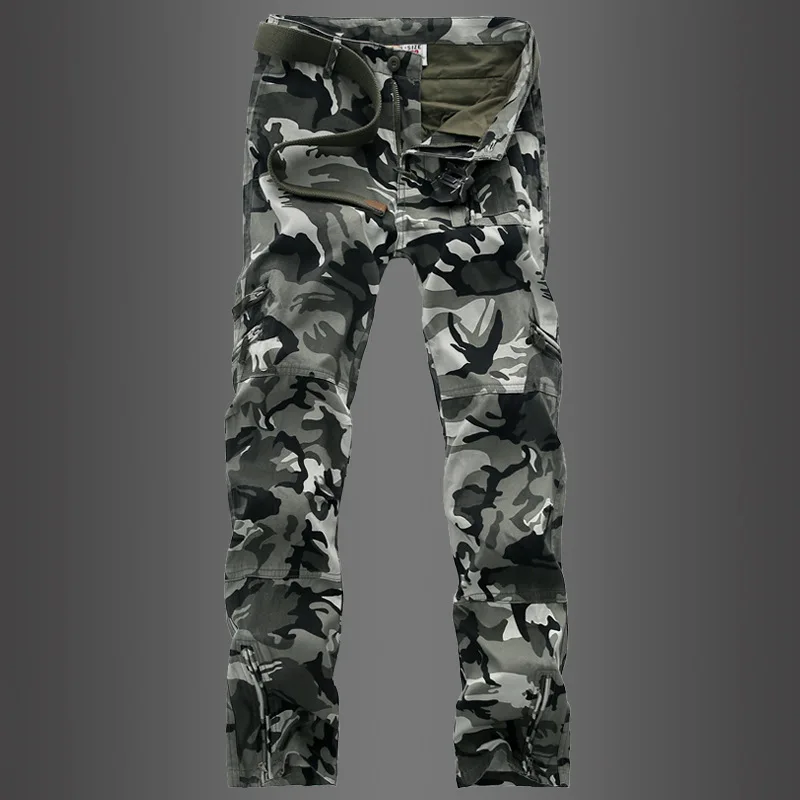 

2021 Summer Men Cargo Pants Military Style Loose Work Jogger Straight Trousers Tactical Camo Army Pant Male Zipper Pocket Black