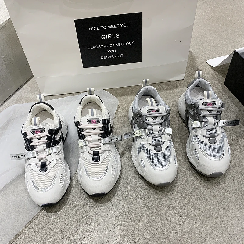 

Fashion Flat Sneakers Women's Shoes New Round Head Work Casual White Mesh Breathable Sports Non-slip Women's Vulcanized Shoes