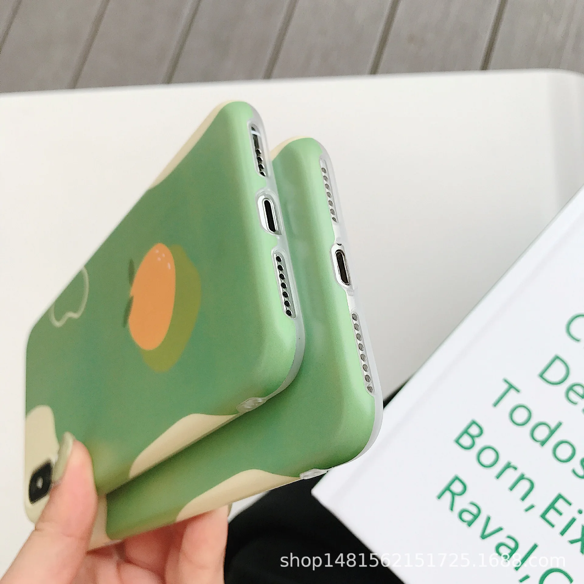 

INS Fresh Matcha Green Orange Mobile Phone Shell iPhone 7 Plus Phone Case iPhone Xs Max Case