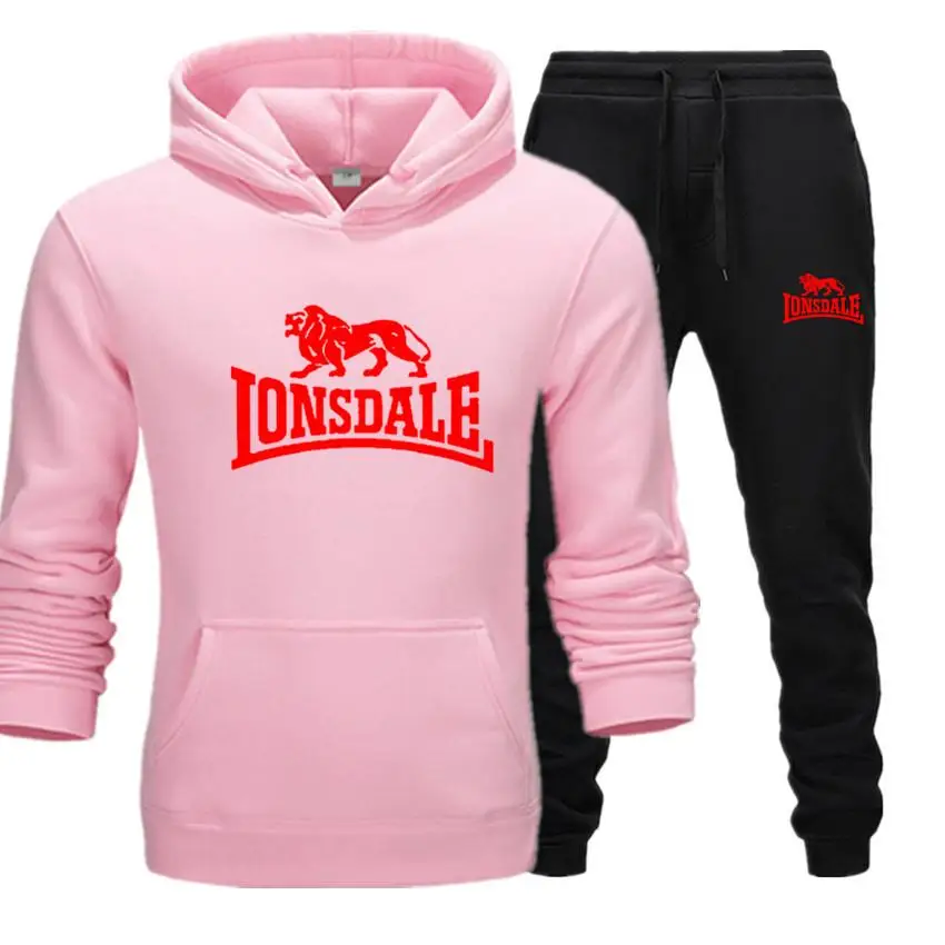 

Lonsdale Sports Hoodie Set New Men's Casual Men's Brand Trousers Autumn and Winter Two-Piece Set Style