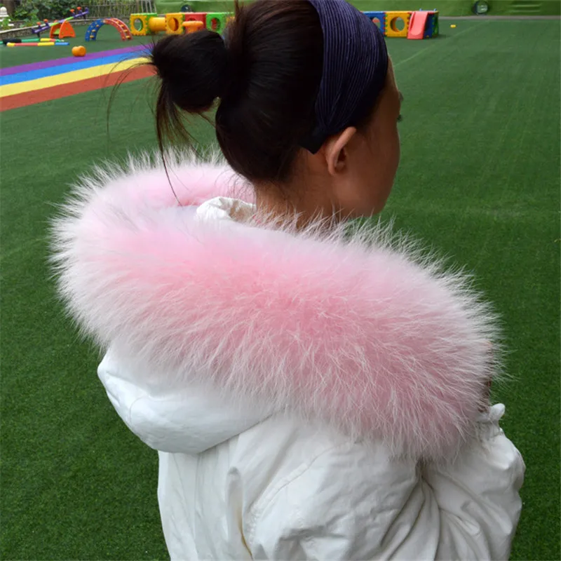 Genuine Real Raccoon Fur Collar Scarves Natural Raccoon fur Shawl Women Parka Coat Hood Trim Collar warm Fashion solid wrap