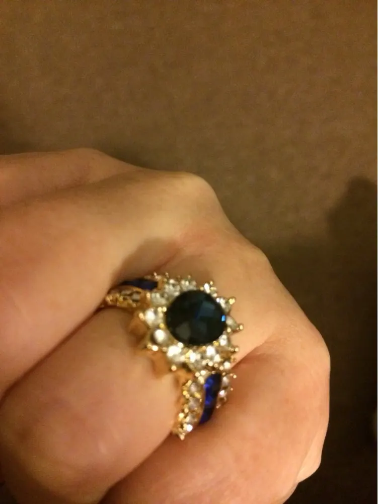 Female Blue Oval Crown Ring Fashion Engagement Size 6-12 Years Filled Vintage Wedding Rings Women's Gifts 2017 Hot Sale | Украшения и