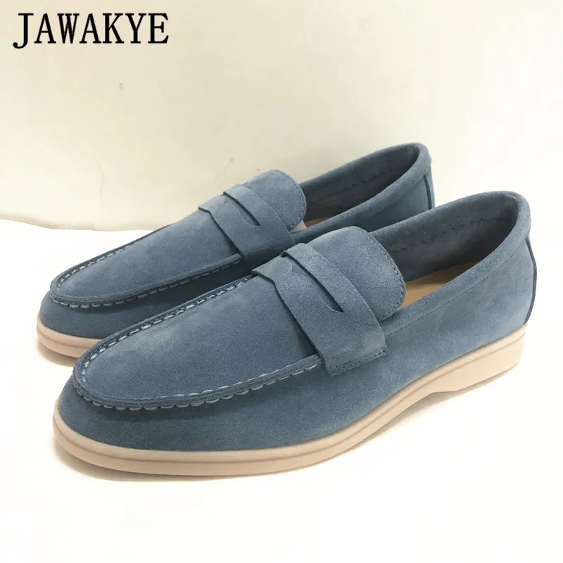 Женские удобные туфли на плоской подошве телесного цвета с круглым носком