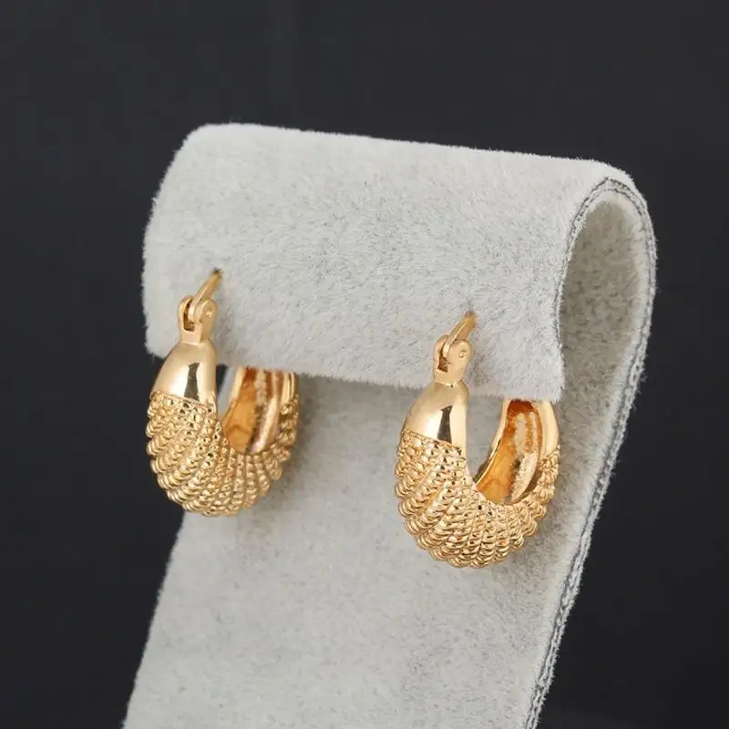 Модные золотые серьги кольца для женщин Дамский элегантный подарочный набор