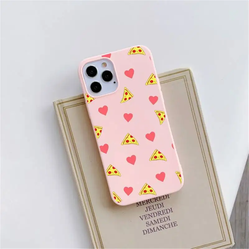 

Cute cartoon hamburger fries pizza Phone Case Pink Candy Color for iPhone 11 12 mini pro XS MAX 8 7 6 6S Plus X SE 2020 XR