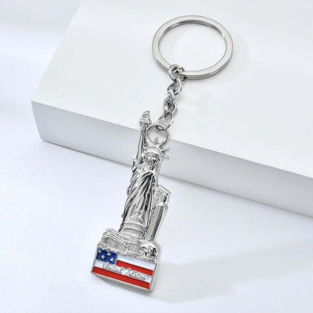Брелок с рельефным рисунком флага США серебряный сплав цинка металлический