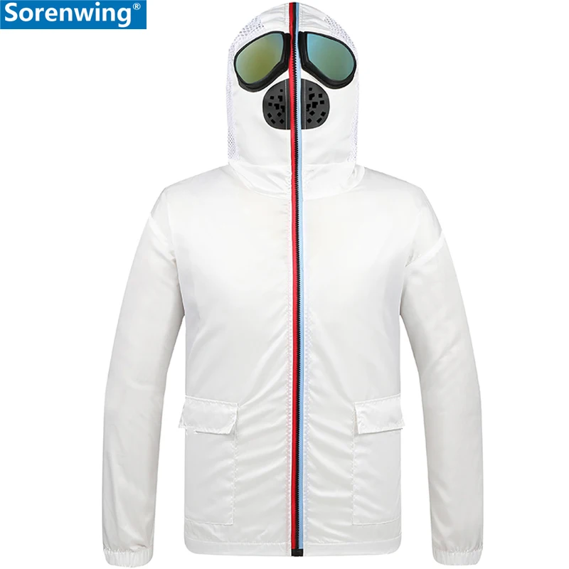 Защитный Комбинезон куртка для мужчин ветрозащитный шлем лица мужские куртки