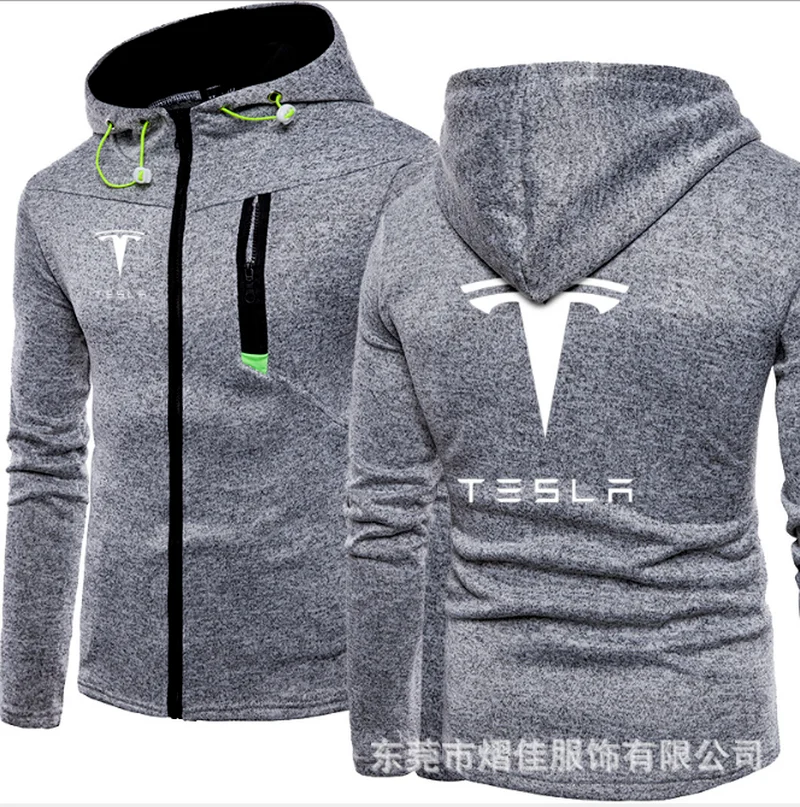

2021 Fashion Men Winter Autumn Mens Motorcycle Tesla Hoodies Cotton Casual Zip Male Hooded Coats