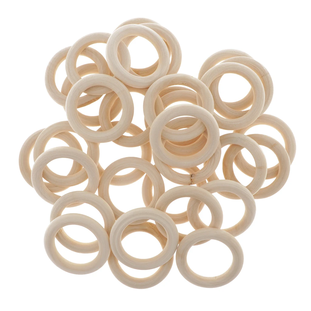 

20/40pcs Natural Unpainted Round Wood Wooden Loop For Toy DIY Decors