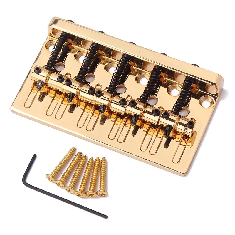 Набор золотых 5 струнных седельных мостов для электрических басов с черными
