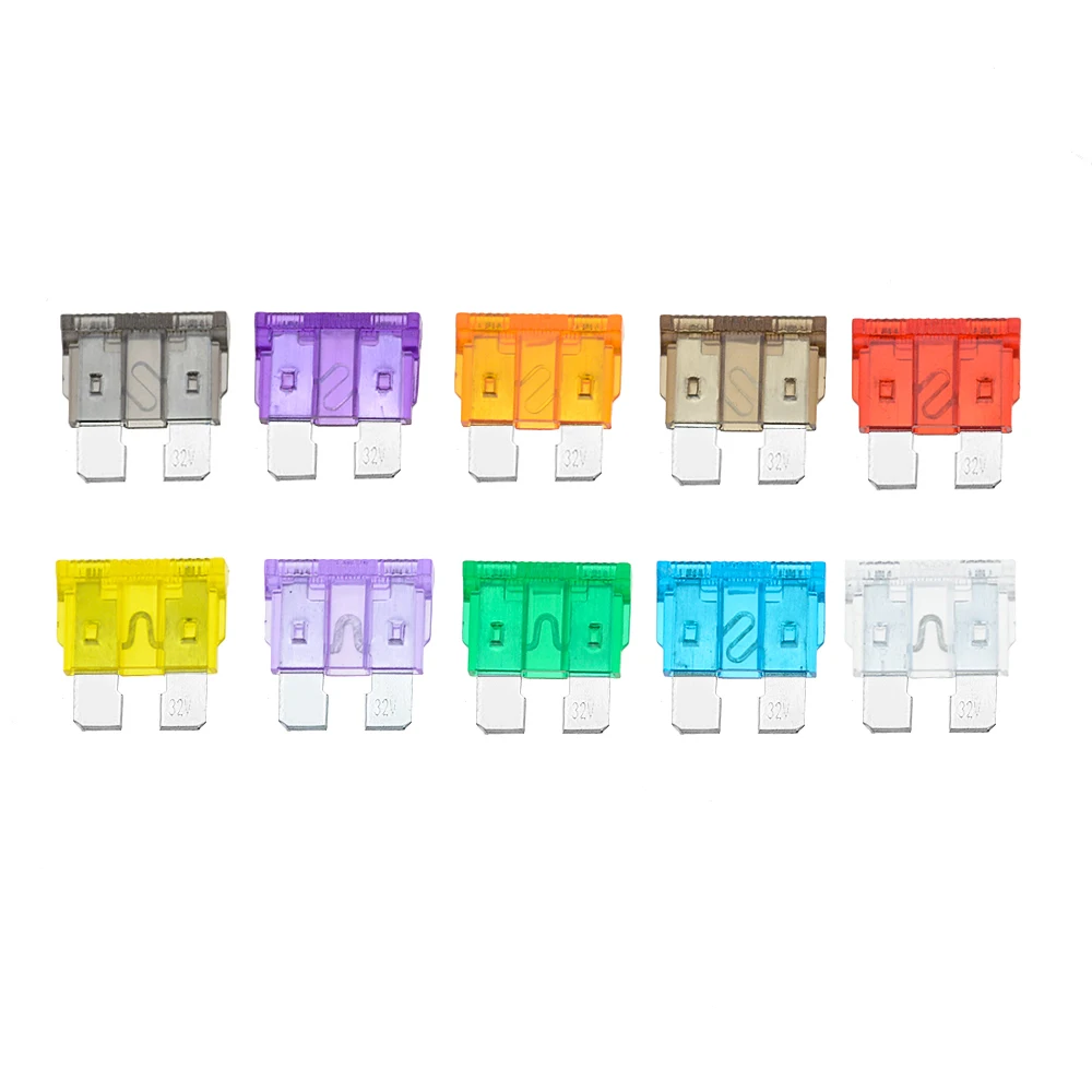 100 шт./кор. средние Автомобильные предохранители 2A 3A 5A 7.5A 10A 15A 20A 25A 30A 35A с