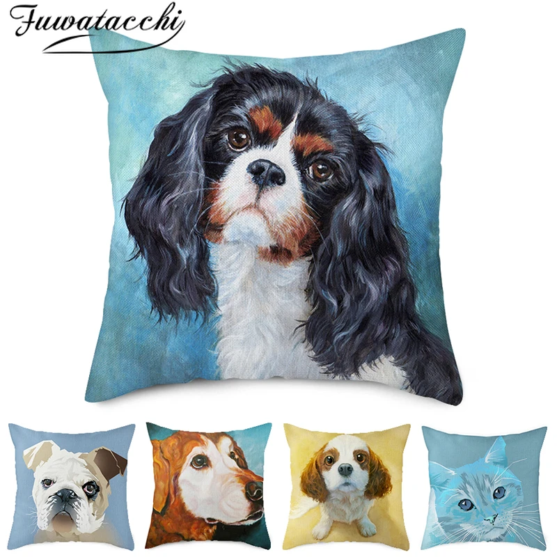 Наволочка Fuwatacchi из чистого льна с принтом наволочка для домашней собаки фото