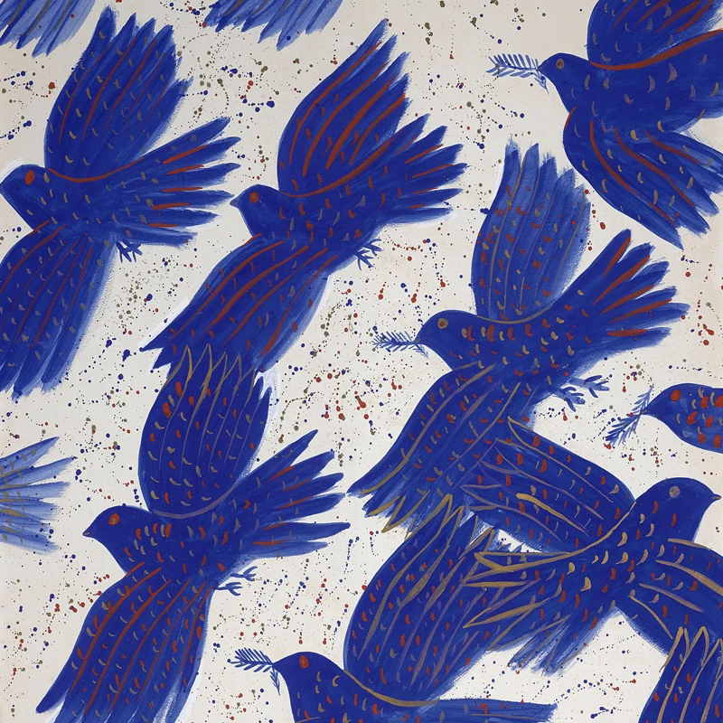 Плакат Alecos Fassianos настенное искусство печать на холсте синие птицы рая картина для