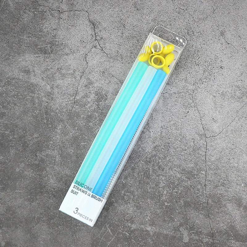 Трубочки силиконовые детские с щеткой для чистки набор длинных гибких трубочек