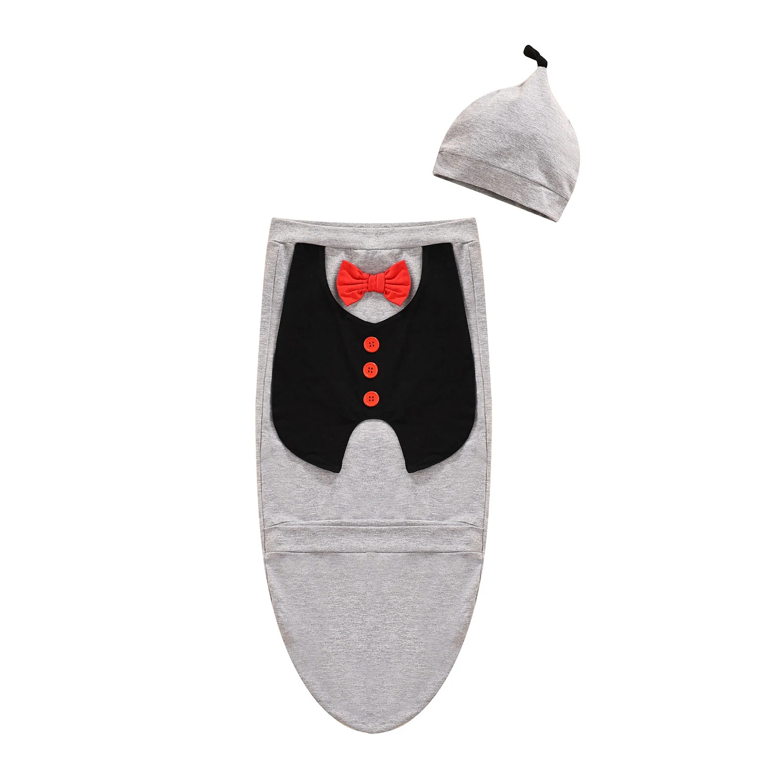 

Babies Sleeping Bag and Cap Grey Variegated Color Round Collar Sleeping Bag Ideal Gifts for Infant