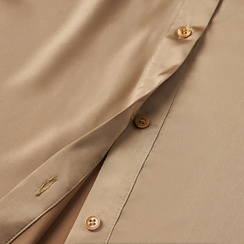 

DEAT 2021 Spring Autumn New Fashion Turn-down Collar High Waist Knee-length Long Sleeve Solid Color Casual Women Dress 3AC471