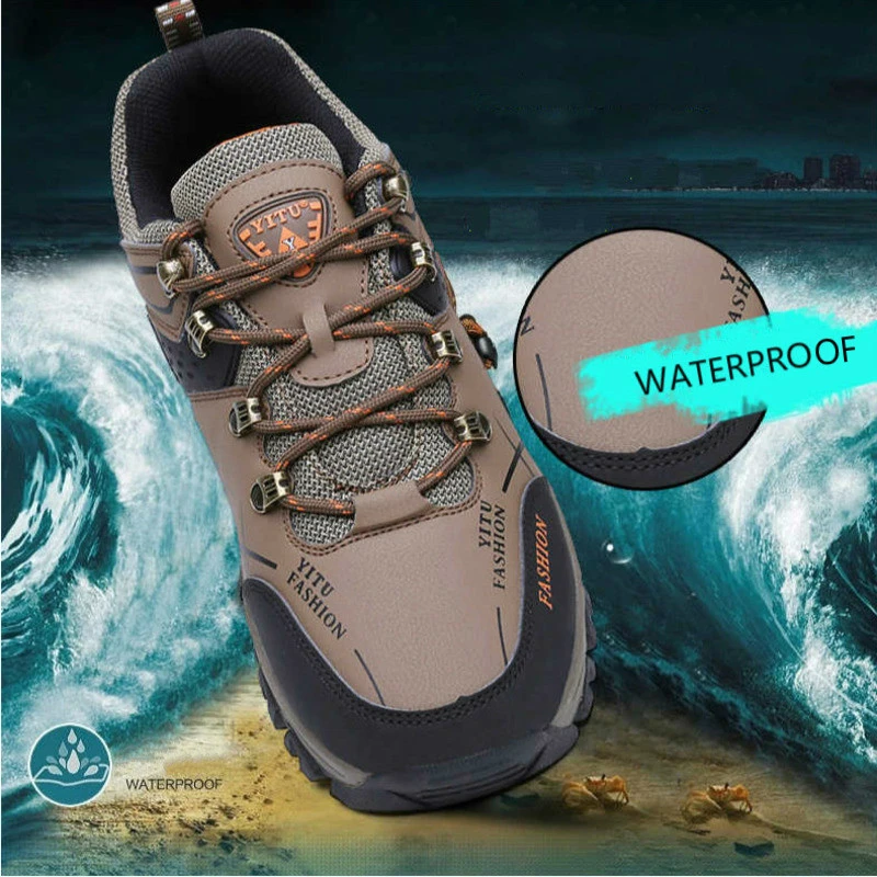 Мужская обувь для пешего туризма водонепроницаемая кожаная мягкая