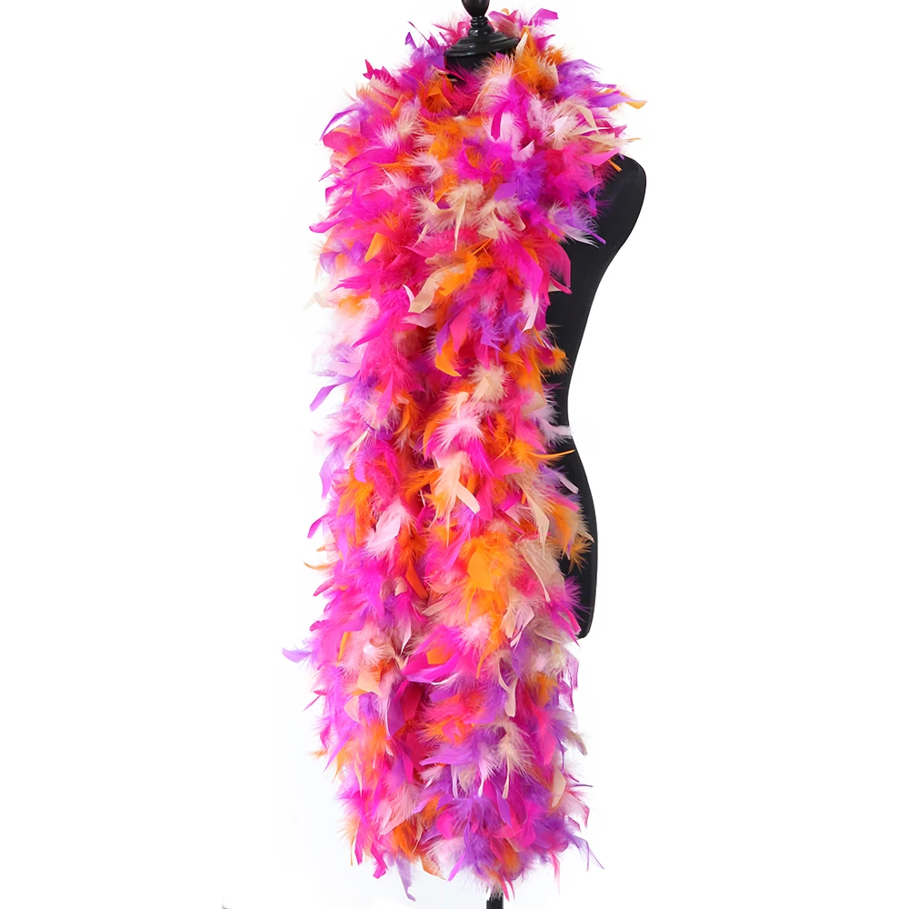

2 ярдов смешанные Цвет 130 грамм перо индейки шаль пушистый боа из перьев для сцены вечерние декоративными изделиями высокого качества