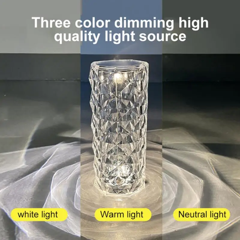 

Acrylic Crystal Desk Lamp Touch Atmosphere Table Lamp Diamond Light Decor LED Charging Touch Acrylic Rose Crystal Table Lamp