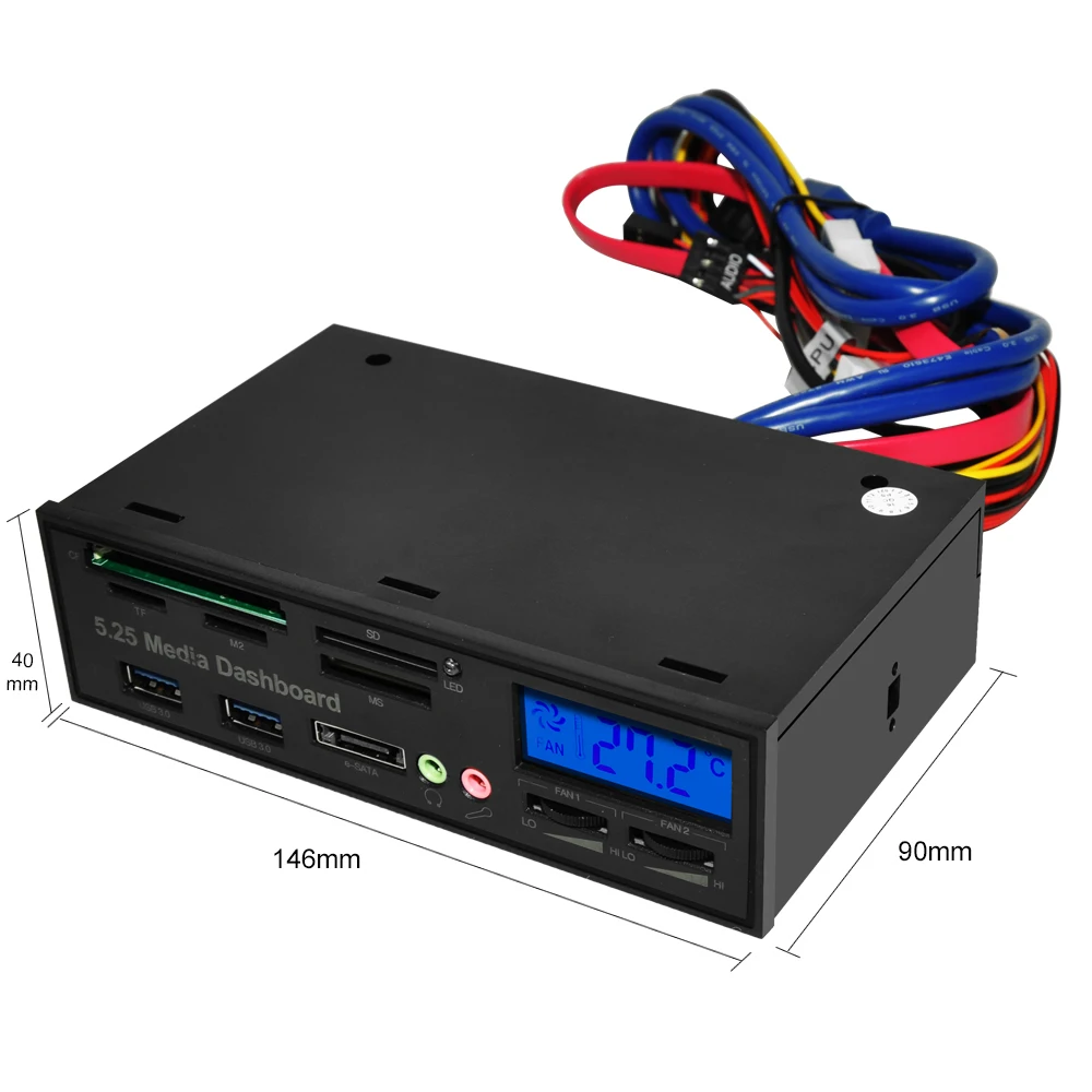 DeepFox Многофункциональный USB 3 0 спереди Панель 5 25 ''медиа приборной панели e SATA