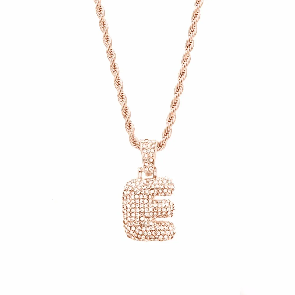 Сплав Bling Bubble Intial Let Iced Out горный хрусталь A-Z начальный кулон золотистый Серебристый с розой Подвеска золотого цвета кулон ожерелье