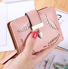 Beibaobao, новинка, женские кошельки, короткий кошелек, для девушек, на молнии, пряжка, полый лист, кошелек, кошелек, женский, на молнии, кошелек, держатель для карт