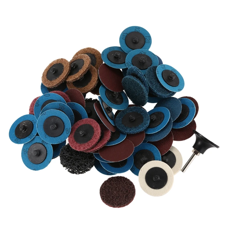 GTBL 60 in 1 Sand Disc Set with 2 Inches Quick Change 1/4 Inch Tray Bracket for Surface Pretreatment Strip Grinding and Pol | Инструменты