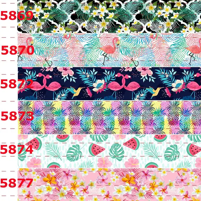 Flamingos Fruits Printed 5 Yards Grosgrain/Satin Ribbon 22mm/25mm/38mm/50mm/75mm for DIY Hair Bows Decorations | Дом и сад