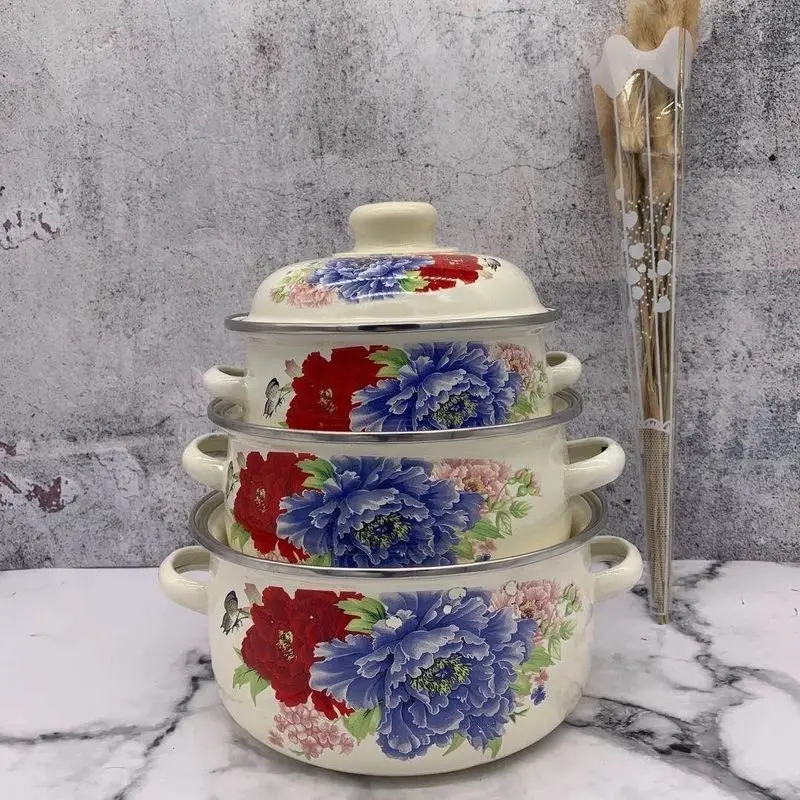 Комплект из трех кастрюль для приготовления супов, лапши и молока с эмалевым покрытием "Special Enamel".