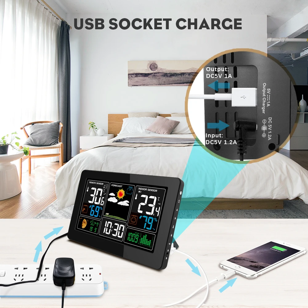 3 Открытый датчик PT3388 Беспроводная метеостанция Температура Влажность барометр